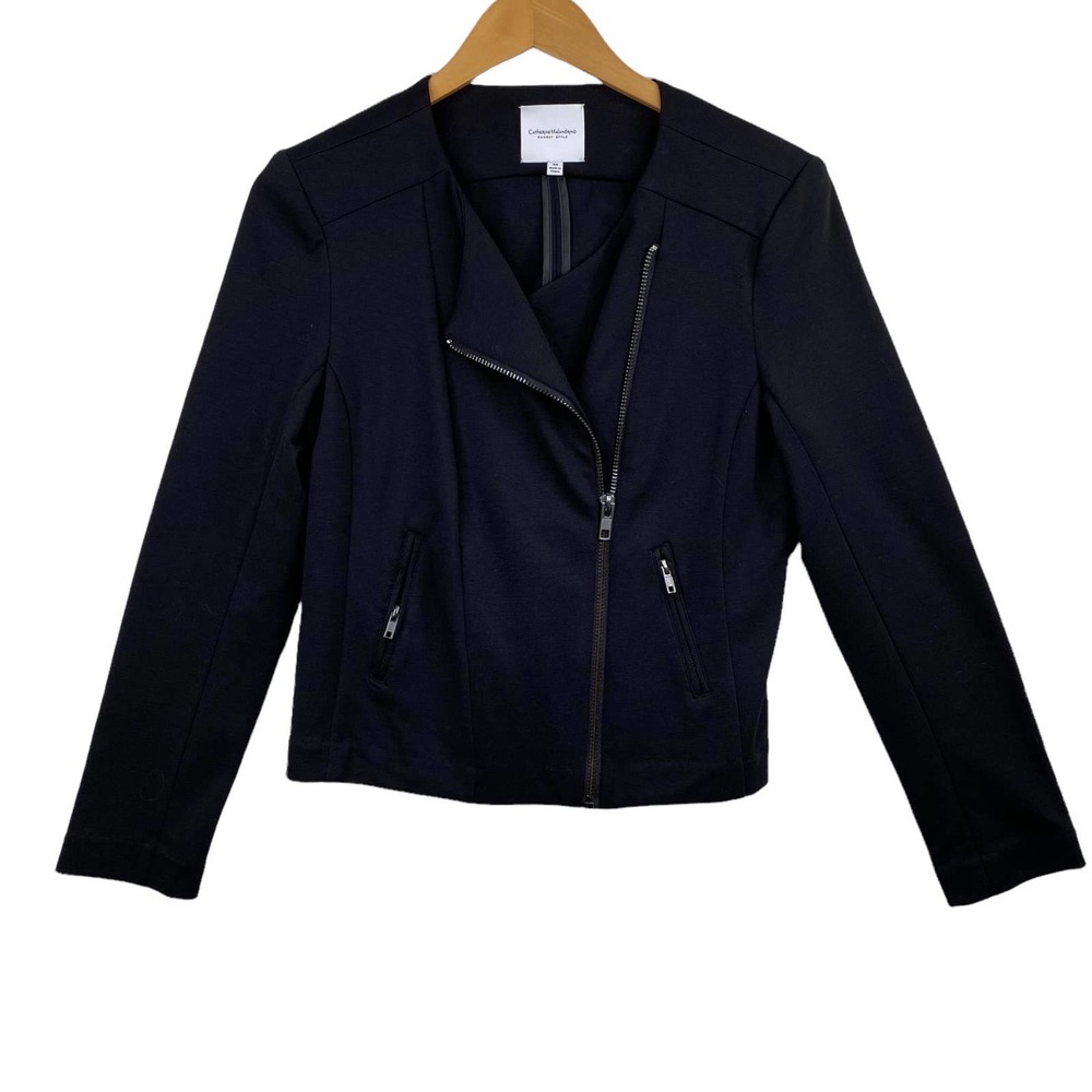Catherine Malandrino Runway Style Black Moto Jacket Full Zip- Medium